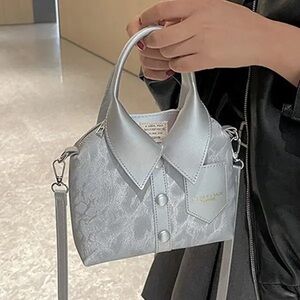 Silver Button Down Bag